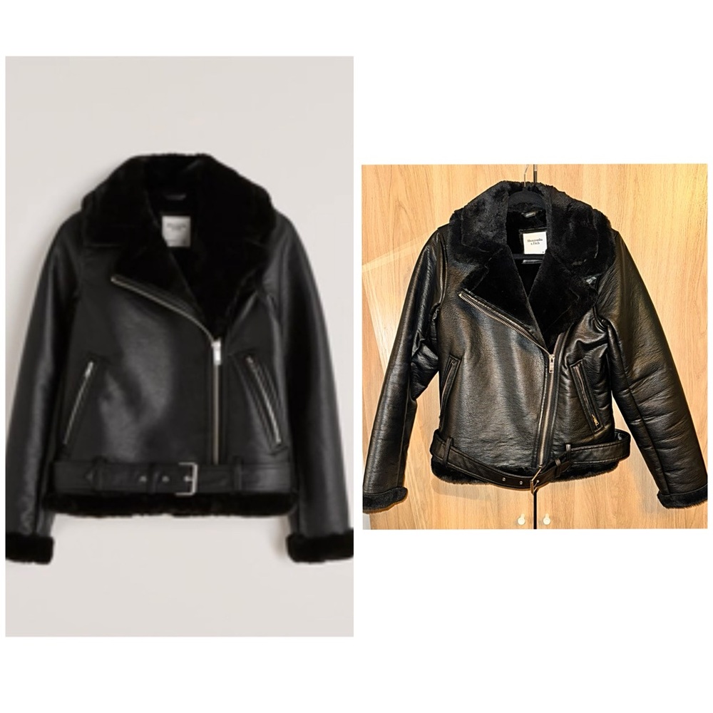 Abercrombie vegan leather aviator jacket no flaws